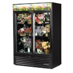 True GDM-47FC-HC-LD - Floral Merchandiser, two-section, (2) glass sliding doors, black exterior